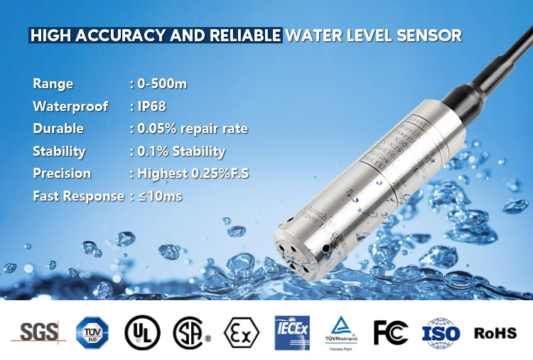 Holykell High Accuracy IP68 Hydrostatic Submersible Water Tank Level Sensor Stainless Steel Fuel Liquid Water Level Sensor